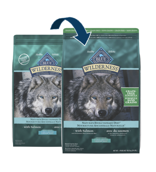 Blue Buffalo Wilderness Large Breed Adult Dry Dog Food – Grain Free, Salmon 24lbs